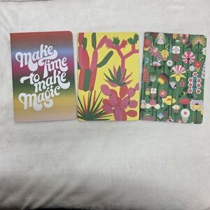 Set of 3 Notebooks Lined Pages 'Make Time to Make Magic' Cactus Floral New Gifts
